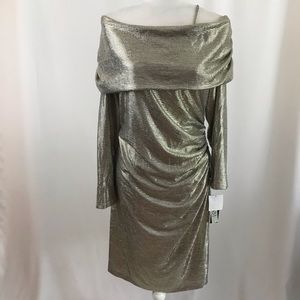 Sheath “liquid silver/gold” dress (#131)